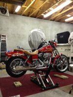 Scarlett on my antque Harley Lift.jpg Scarlett on my antque Harley Lift.jpg